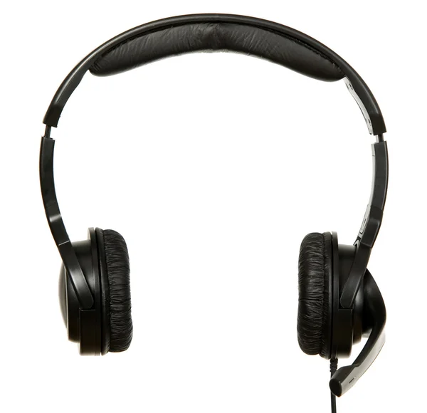 stock image Black headphones with microphone