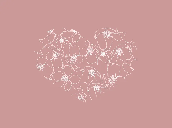 Um coração de flor de cereja — Fotografia de Stock