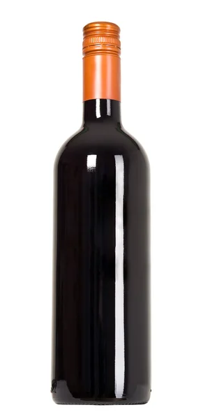 Rote Weinflasche auf weißem Hintergrund — Stockfoto
