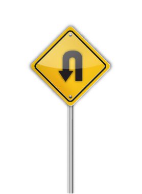 Turn back road sign, illustration clipart