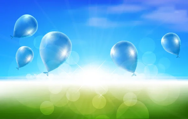 Natur bakgrund med ballonger — Stock vektor