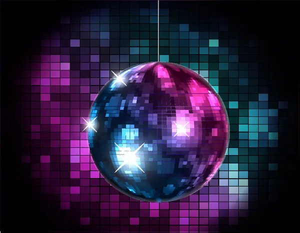 Atmosfera di festa con disco globo — Vettoriale Stock