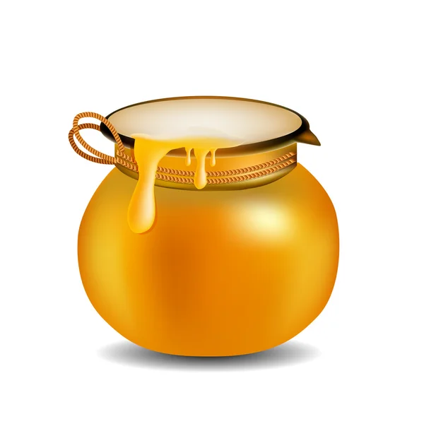 Honing pot geïsoleerd op wit — Stockvector