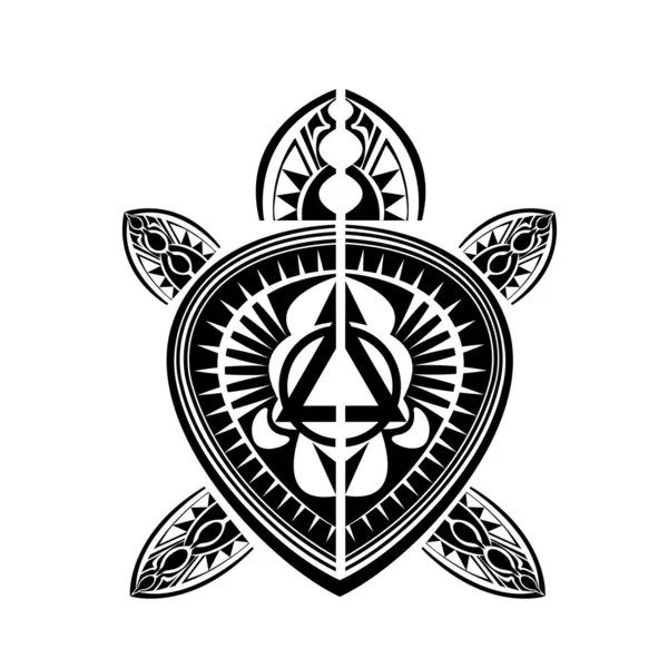 Tartaruga tatuaggio in stile polinesiano — Vettoriale Stock