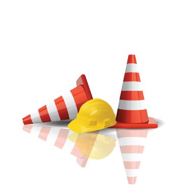 Hard cap with traffic cones isolated clipart