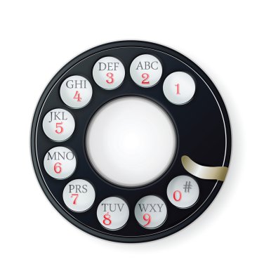 Rotary Phone Dial isolated on white clipart