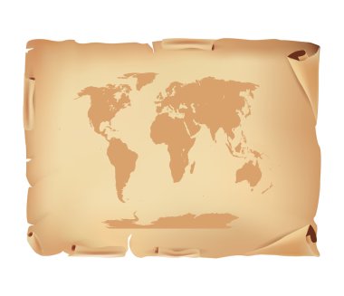 Old Parchment with world map clipart