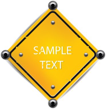 Yellow Metallic Sign isolated on white with sample text clipart