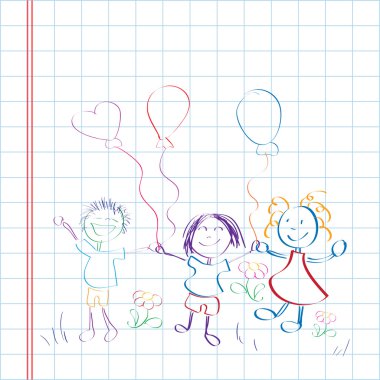 Kids hand drawn on paper clipart