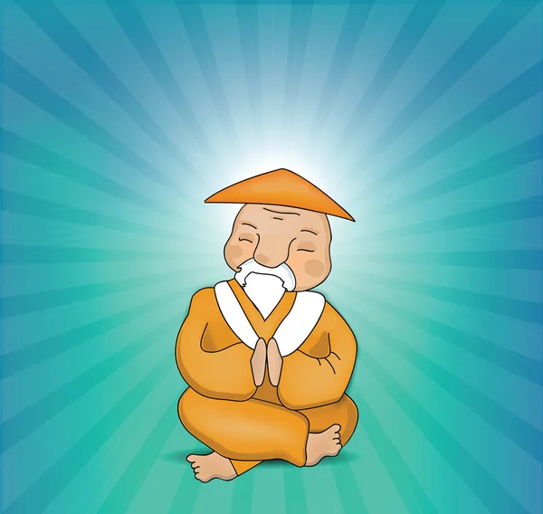 Zen Master Meditating — Stock Vector