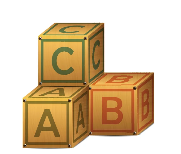 Ahşap alfabe mektup kutuları — Stok Vektör