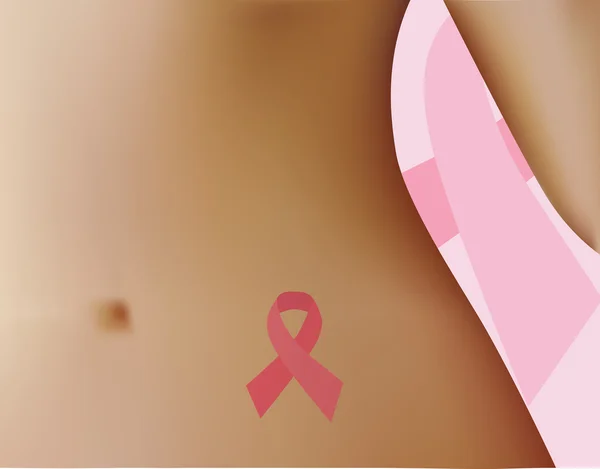 Pinkfarbenes Abzeichen für Frau zur Unterstützung von Krebs — Stockvektor