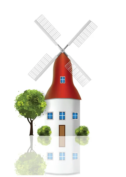 Windmolen illustratie — Stockvector