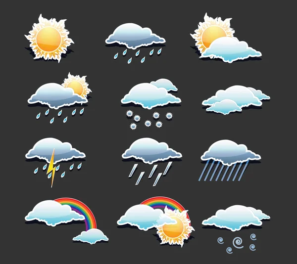 Ikony počasí nastaveny — Stockový vektor