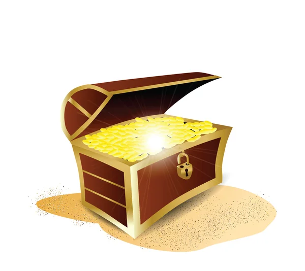 Schat vol goud illustratie — Stockvector