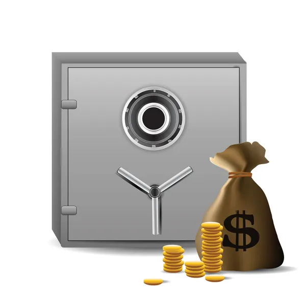 Bezpieczny Zamek szyfrowy z pieniędzy — Wektor stockowy