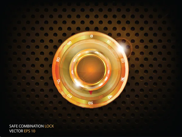 Seguro Gold Combination Lock — Vetor de Stock