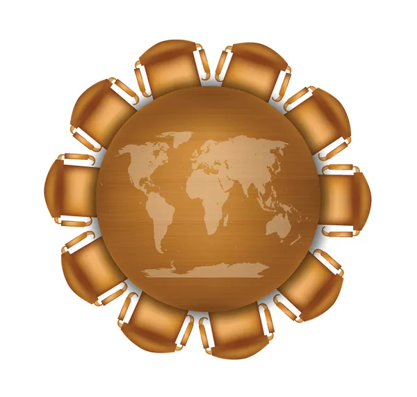 Mesa redonda con mapa del mundo — Archivo Imágenes Vectoriales