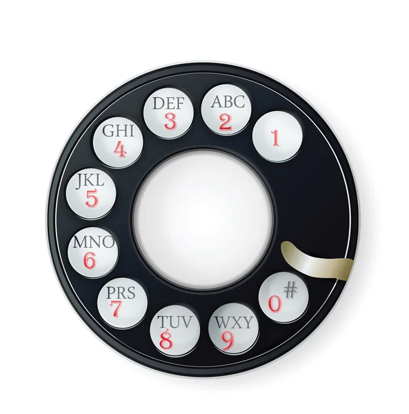 Rotary Phone Dial isolated on white — Stock Vector