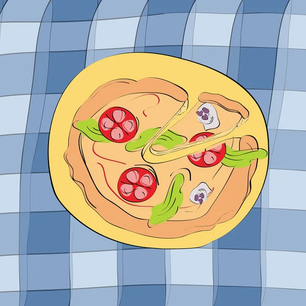 披萨手绘制的插图 — 图库矢量图片