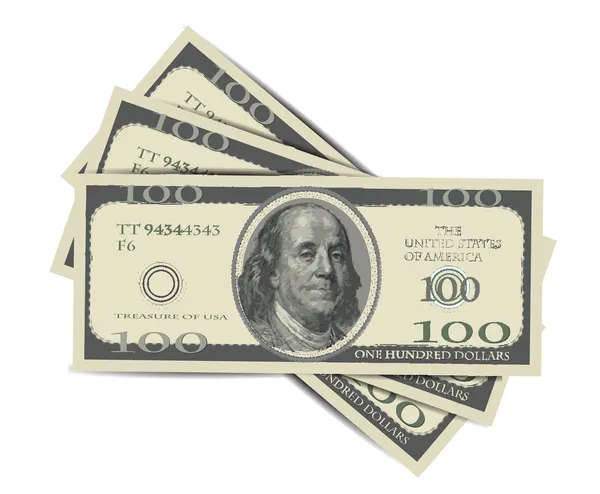100 Dollars Isolated on white — Stock Vector