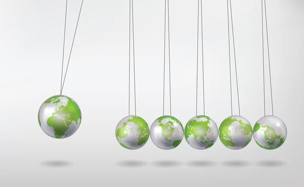Le berceau de Newton avec les globes terrestres — Image vectorielle