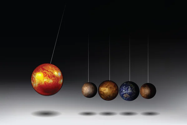 Adaptación de la cuna de Newton al sistema solar — Archivo Imágenes Vectoriales