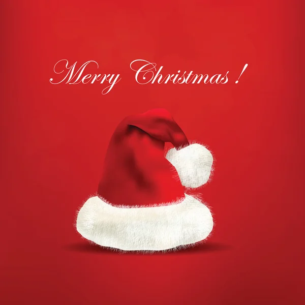 红色背景上的美丽圣诞老人帽子。 — 图库矢量图片
