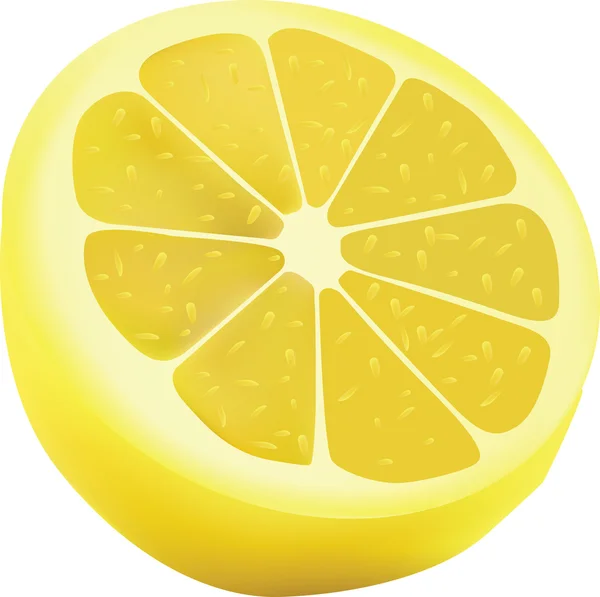 白で単離されたスライスレモン — ストックベクタ