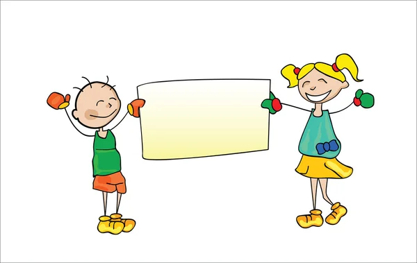 Děti drží kreslený — Stockový vektor