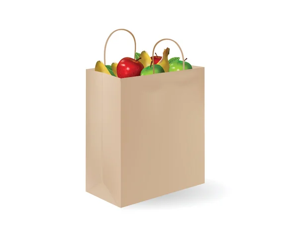 stock vector grochery bag with fruits