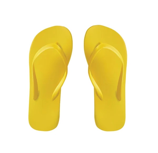 黄色双的拖鞋上白色隔离 — 图库矢量图片