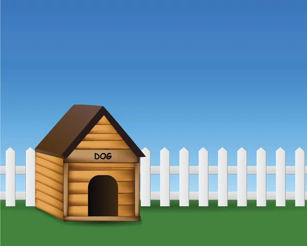 Casa de cachorro no jardim —  Vetores de Stock