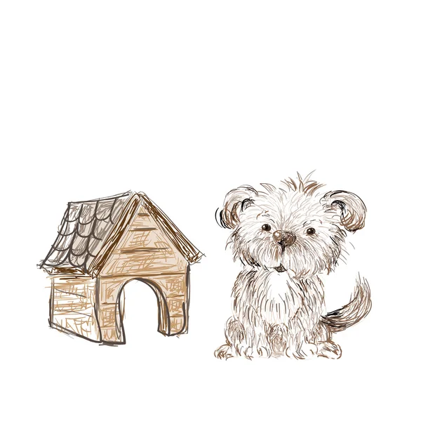 Pes ilustrace ručně kreslenou — Stockový vektor
