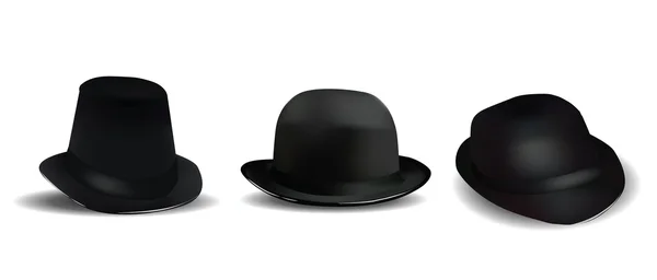 Sombreros negros aislados en blanco — Vector de stock