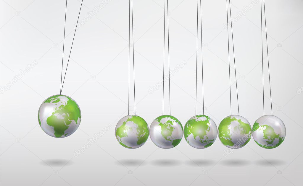Newton's Cradle with Earth Globes