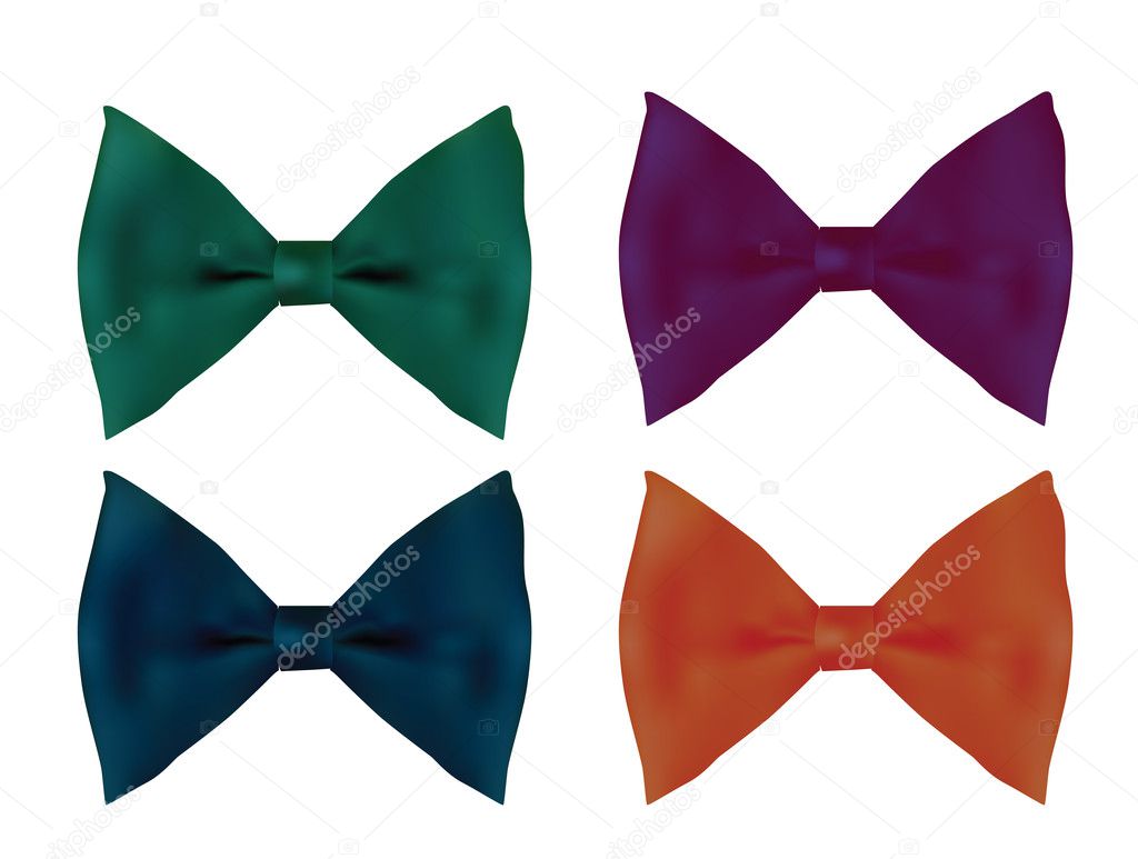Collection of four realistic tie bows