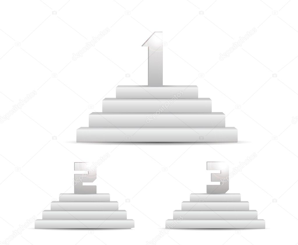3d Vector Podiums Set Isolated on White
