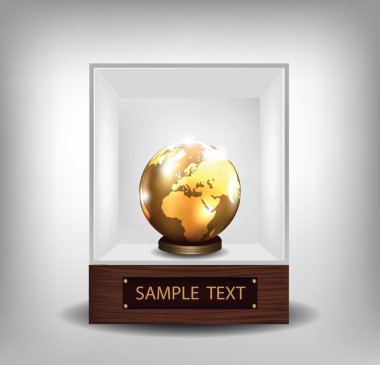 golden globe in glass exhibition clipart