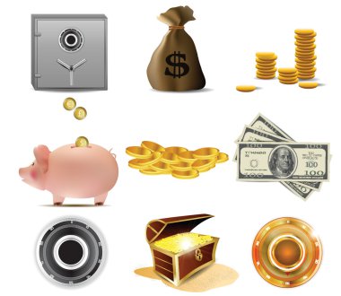 Safe combination lock with money clipart