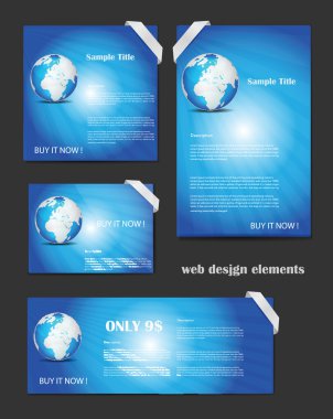 Blue Web Design Elements Set Editable as you wish clipart