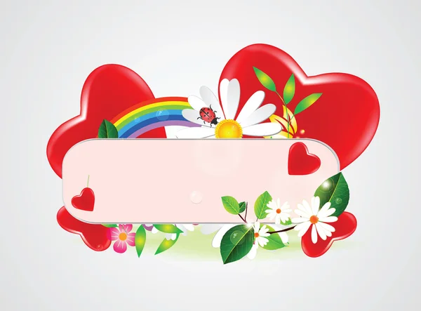 Banner med blommor och hjärtan — Stock vektor