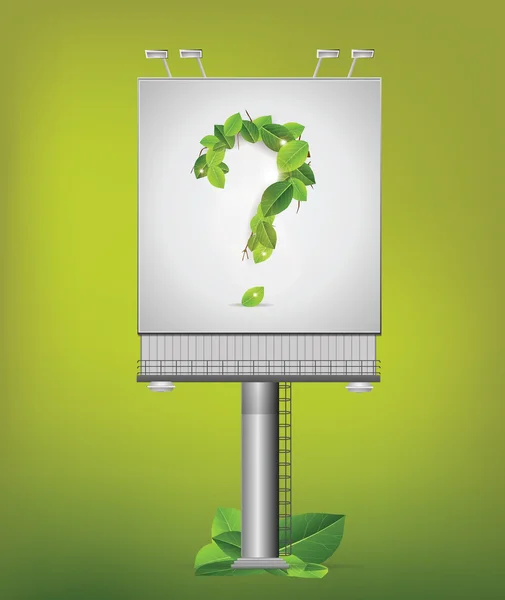 Yaprakları ile yapılan soru işareti ile billboard — Stok Vektör