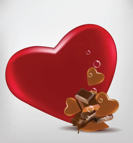 Csokoládé illusztráció szív — Stock Vector