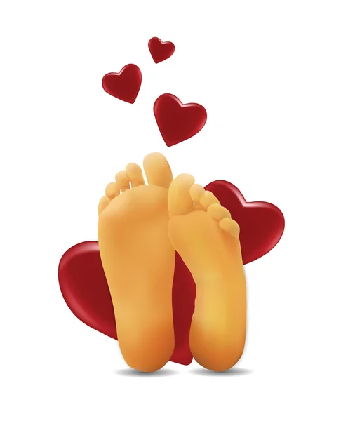 Feet with hearts — Stock Vector