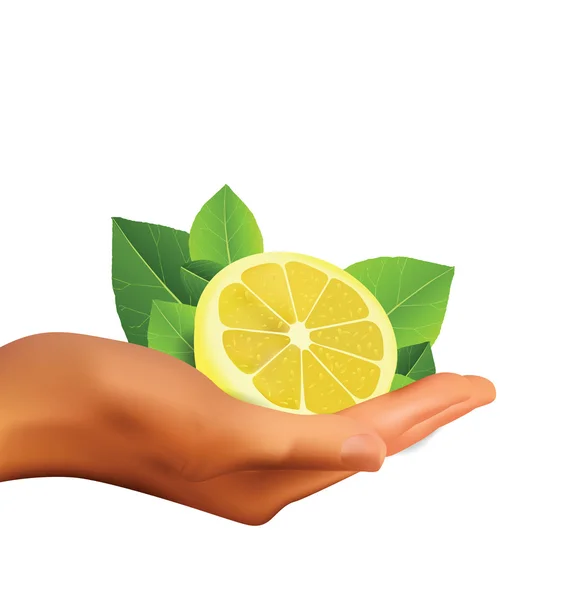 Ruka držící citron — Stockový vektor