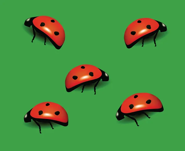 Ladybugs on green background — Stock Vector