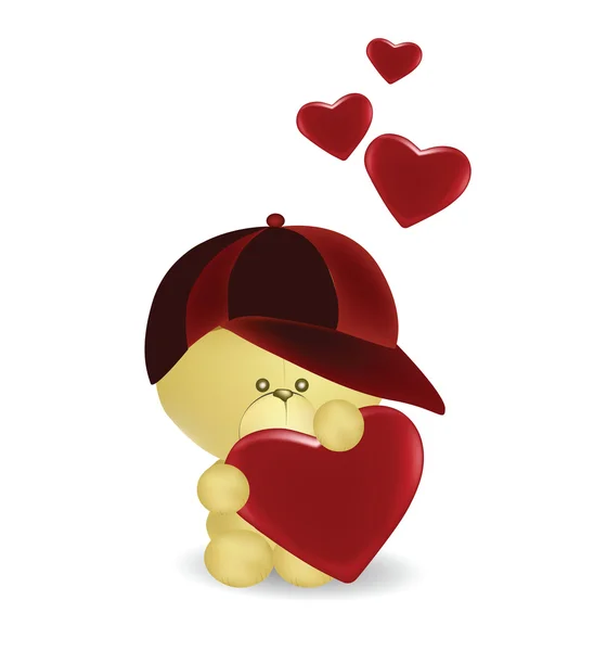 Littler Beart tenant le cœur rouge — Image vectorielle