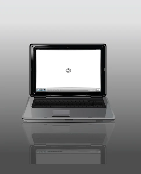 现实笔记本电脑原始概念上灰色背景 — 图库矢量图片