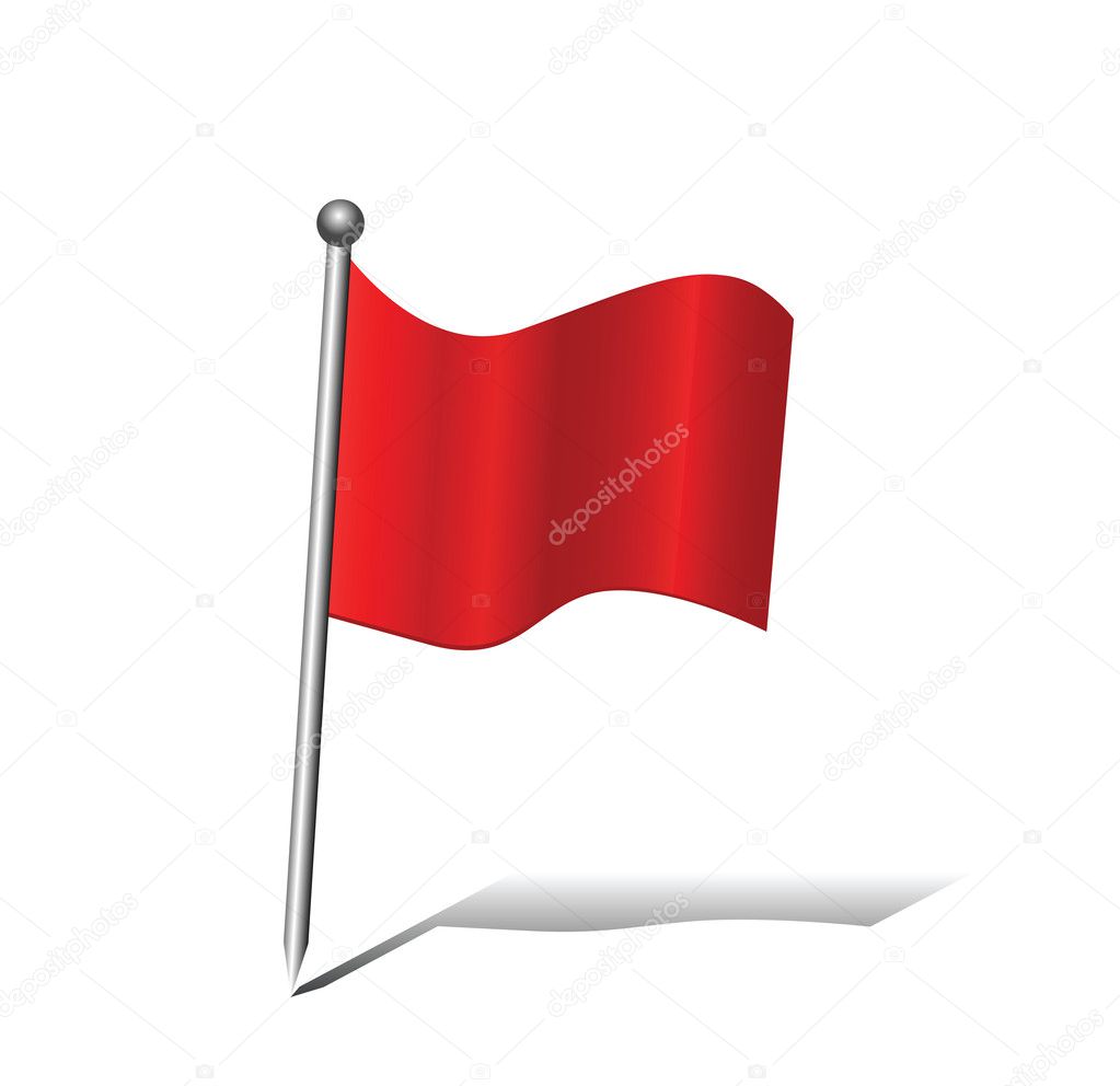 GPS Red pin flag icon isolated on white background editable